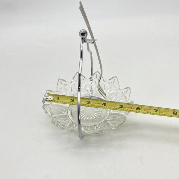 Vtg Seafood Server Glass Dish Scallop Edges Stainless Fork Handle Relish Dish - Picture 7 of 13